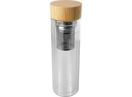 Product image Bailey 400 ml Flasche aus Borosilikatglas mit Infuser und Bambusdeckel Werbeartikel