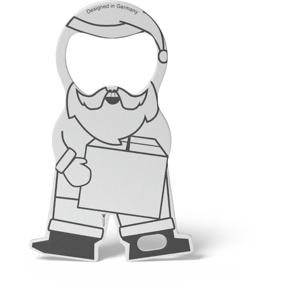 RICHARTZ Einkaufswagenlöser karl christmas: Figur als Weihnachtsmann mit Mütze, Bart und Geschenk – Werbeartikel mit Logo
