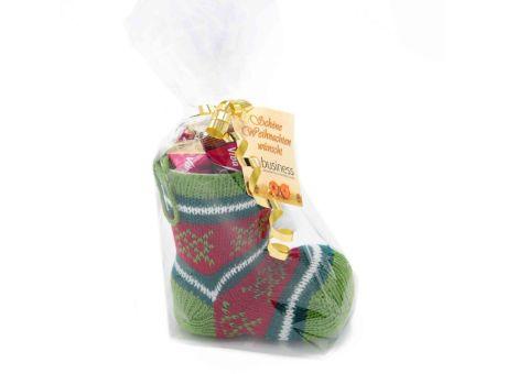 Nikolausstiefel Nougat, 150g, mit Grußkarte Werbeartikel