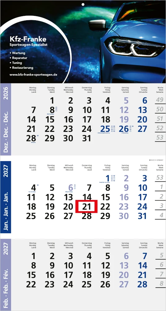 3-Monatskalender Logic 3 Post Bestseller (Einblatt) 3-Monatskalender Logic 3 Post Bestseller (Einblatt)