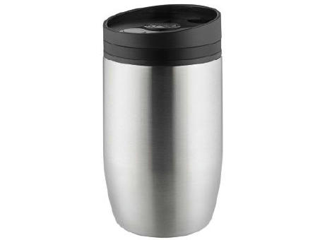 Metmaxx® Thermobecher "CremaOfficinaBudget“ silber/Ring schwarz bedrucken