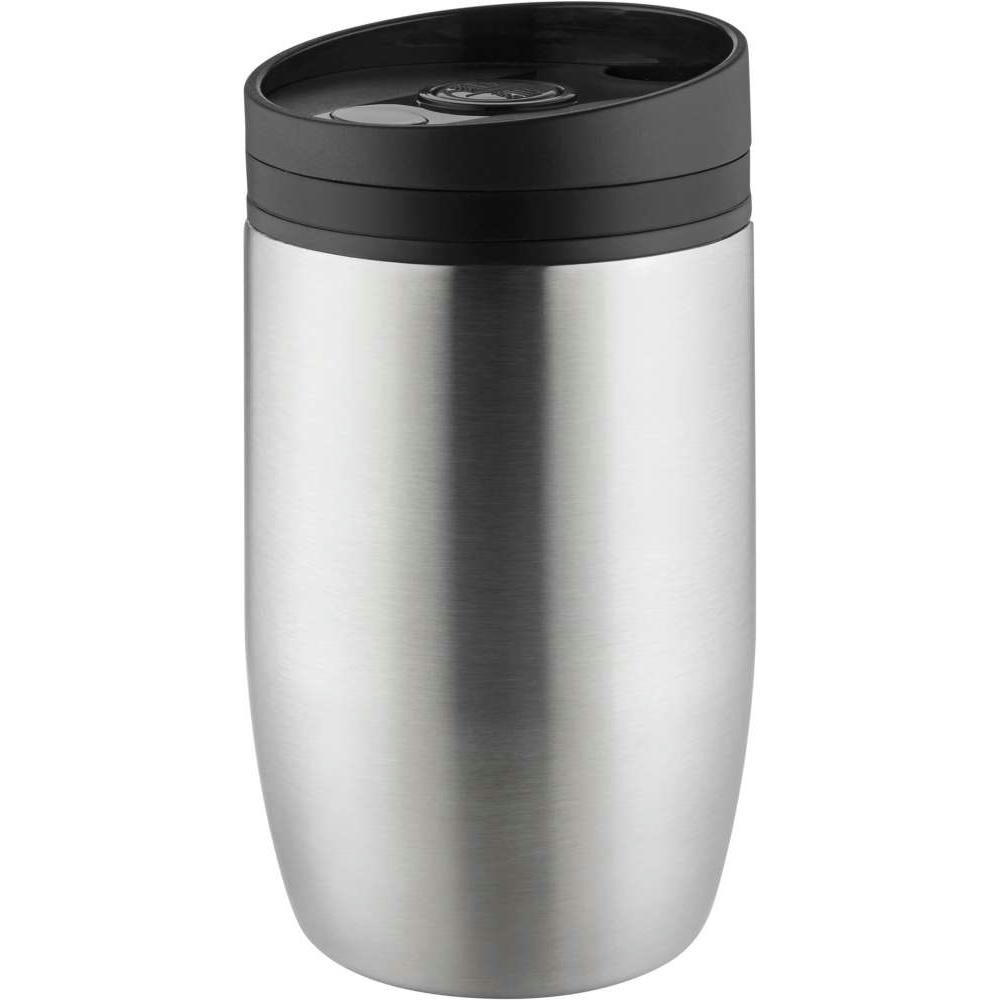 Product image Metmaxx® Thermobecher "CremaOfficinaBudget“ silber/Ring schwarz Werbeartikel