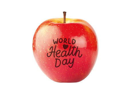 Apfel rot "World Health Day" Werbeartikel