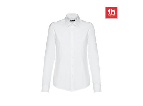 THC TOKYO WOMEN WH. Langärmeliges Oxford-Hemd für Frauen. Weiße Farbe Werbeartikel