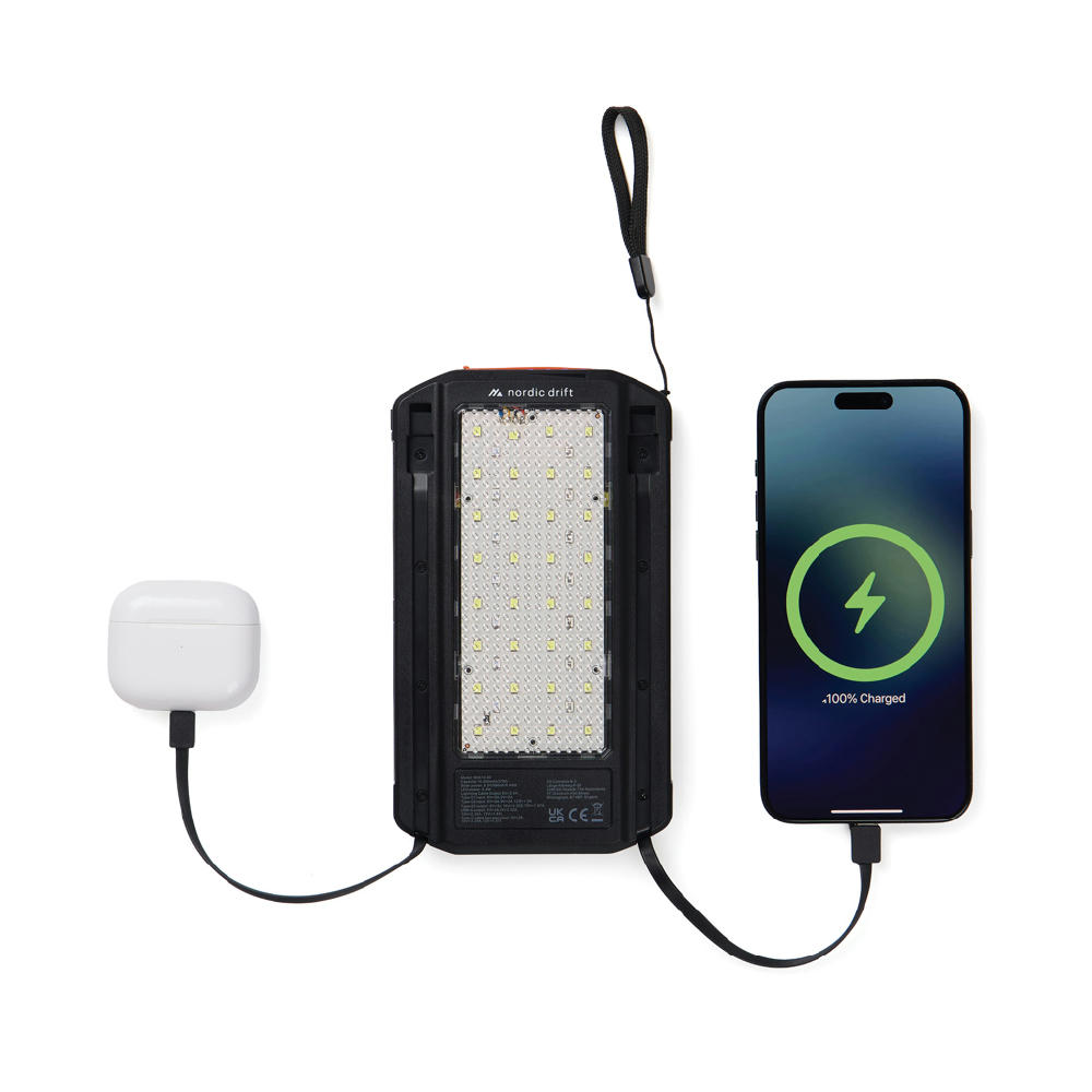 Nordic Drift Titan 10.000mAh Solar Powerbank with 3 Panels Werbeartikel