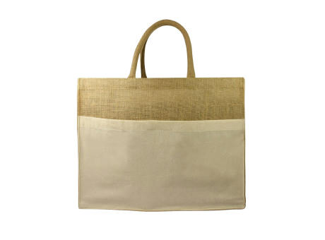 Juten Shopper mit Baumwollfach, 300 gr/m² Werbeartikel