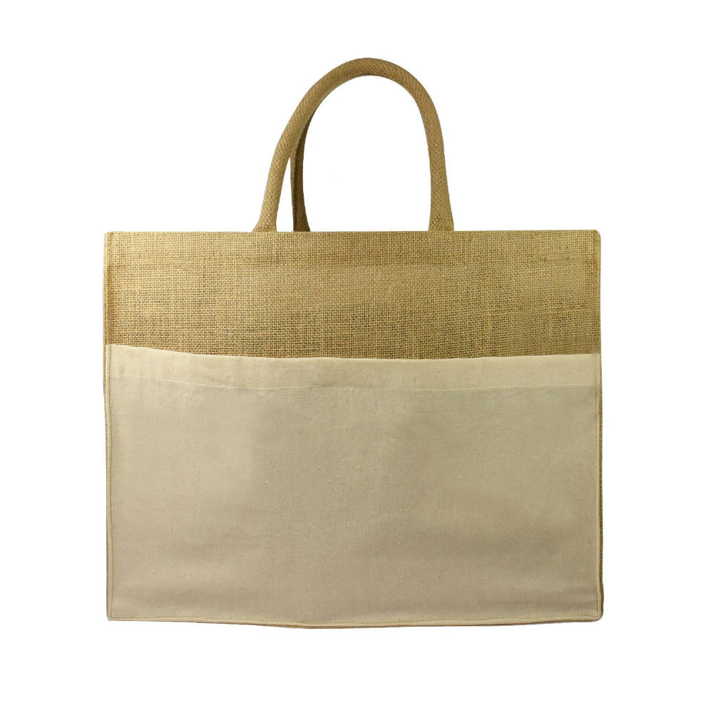 Product image Juten Shopper mit Baumwollfach, 300 gr/m² Werbeartikel