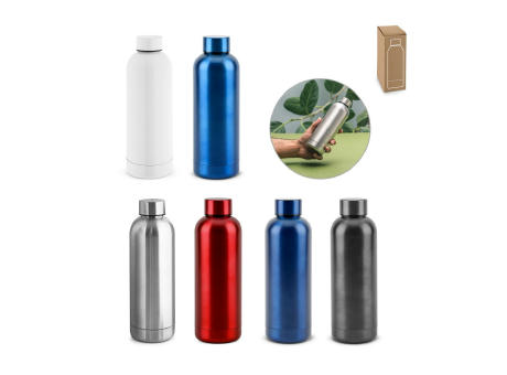 ODIN METTALIC. Flasche aus 90% recyceltem Edelstahl 550 mL Werbeartikel