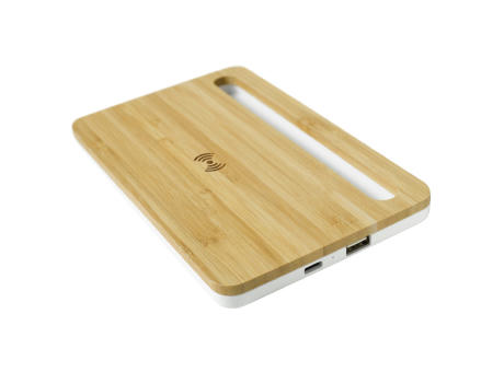 Kabellose Ladestation aus Bambus, 5W Werbeartikel