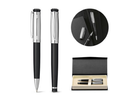 ORLANDO. Kugelschreiber- und Rollerset aus Metall mit Clip Werbeartikel