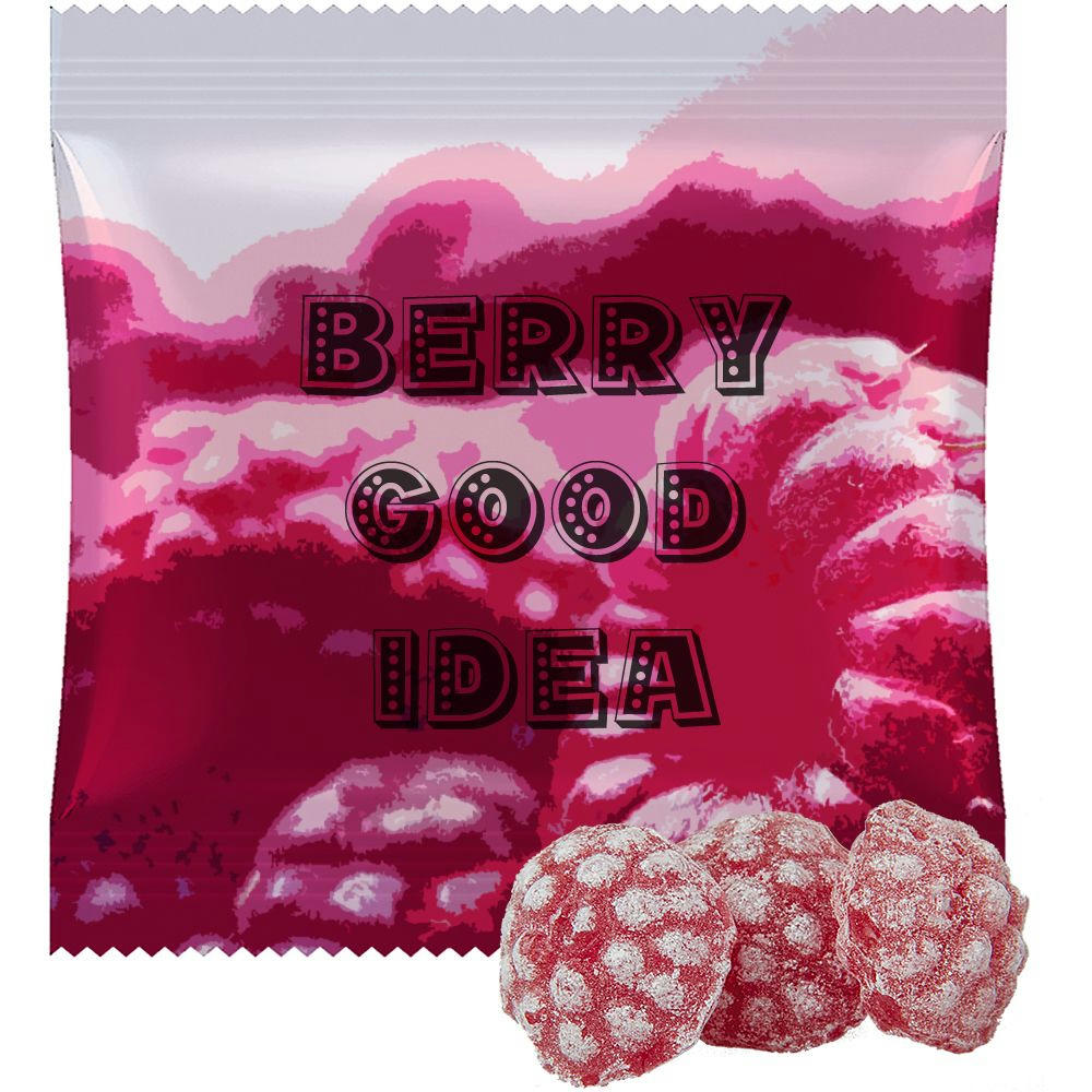 Himbeer Bonbons, ca. 17g, Midi-Tüte Werbeartikel