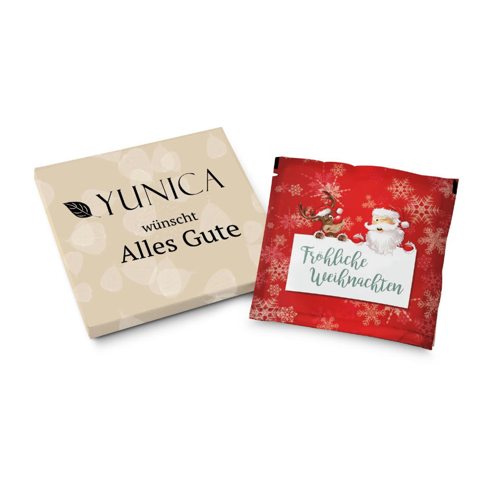Product image Badesalz Sachet im individuellen Mäppchen, Motiv: Fröhliche Weihnachten Werbeartikel