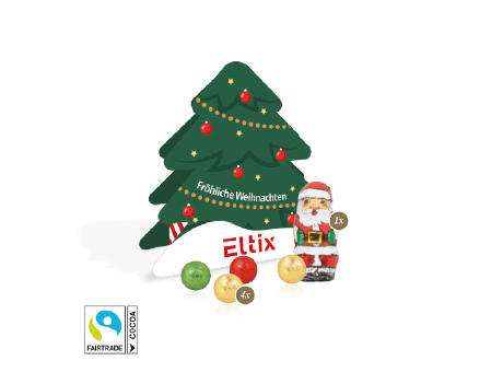 Product image Präsent Tannenbaum mit Fairtrade® Schokolade Werbeartikel