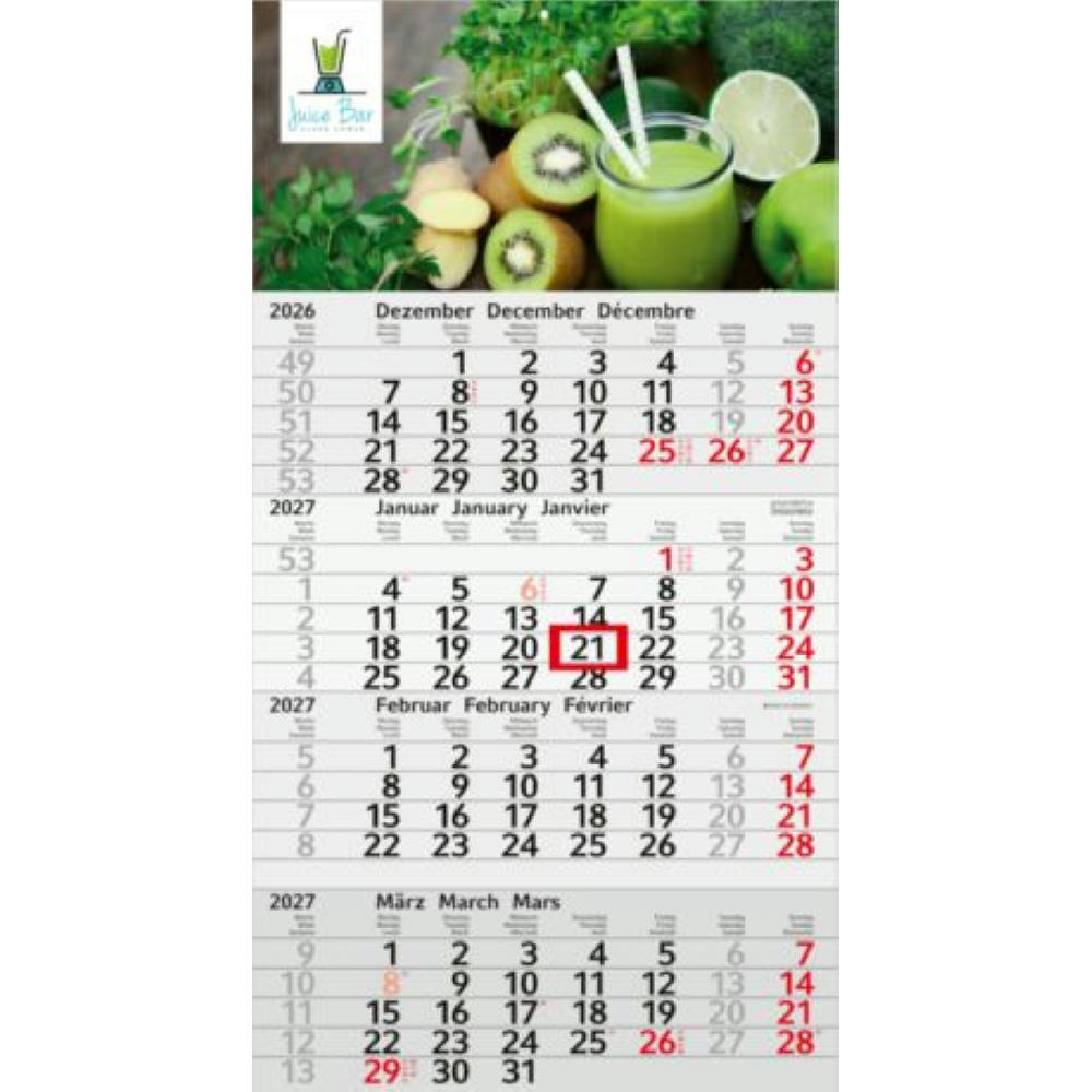 Product image 4-Monatskalender Budget 4 Recycling (Einblatt) Werbeartikel