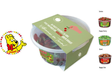 Product image HARIBO Runddosen mit Kartonbanderole, 150 Stück, Inhalt: HARIBO Happy Cherry Werbeartikel