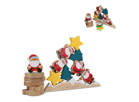 InSideOut Holz Weihnachtsmann Balancierspiel Werbeartikel