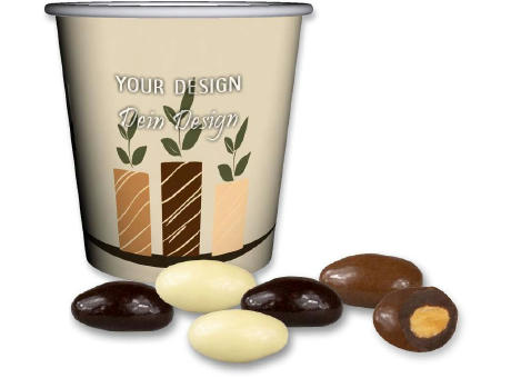 Mandel-Schoko-Trio, ca. 40g, Snackbecher Mini bedrucken