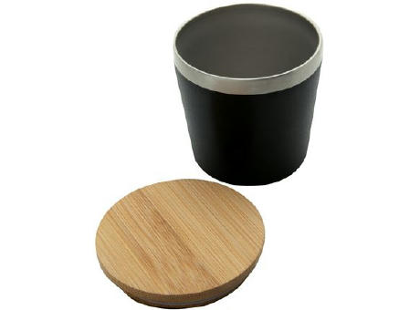 Product image Doppelwandiger Edelstahlbecher 'Nagano' mit Bambusdeckel (M) Werbeartikel