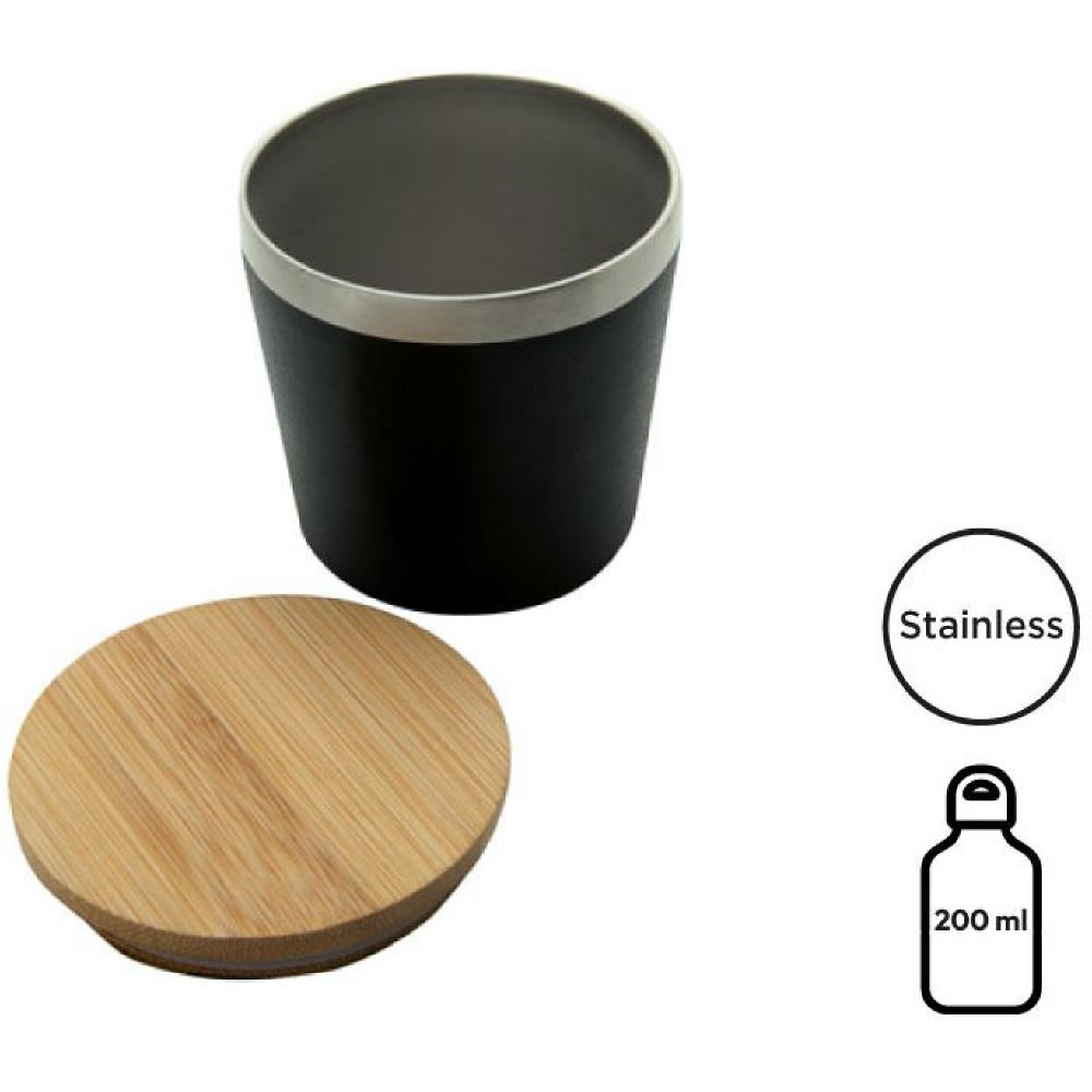 Product image Doppelwandiger Edelstahlbecher 'Nagano' mit Bambusdeckel (M) Werbeartikel