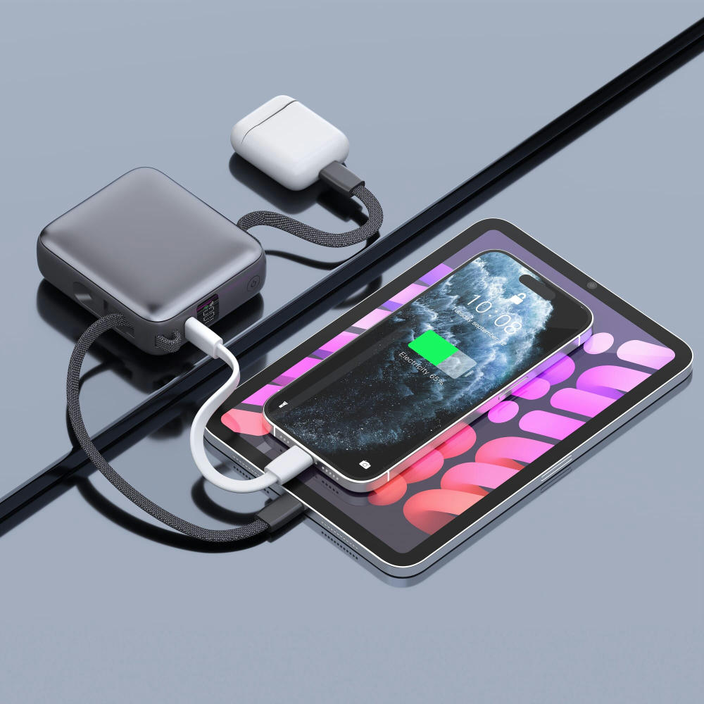 Nova Powerbank 22,5 W Power Delivery mit integrierten Kabeln 10.000 mAh Werbeartikel
