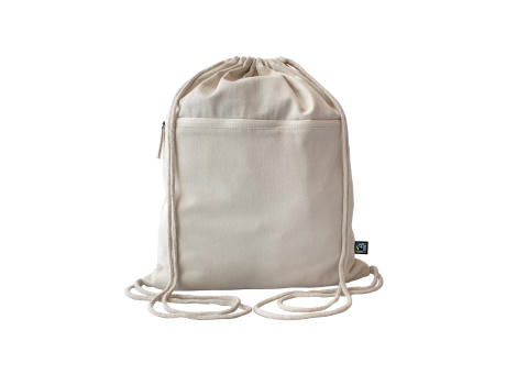 Product image Fairtrade Baumwollrucksack Toni, Kordelfarbe nature Werbeartikel