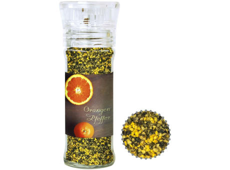 Product image Gewürzmischung Orangen-Pfeffer, ca. 45g, transparente Gewürzmühle Werbeartikel