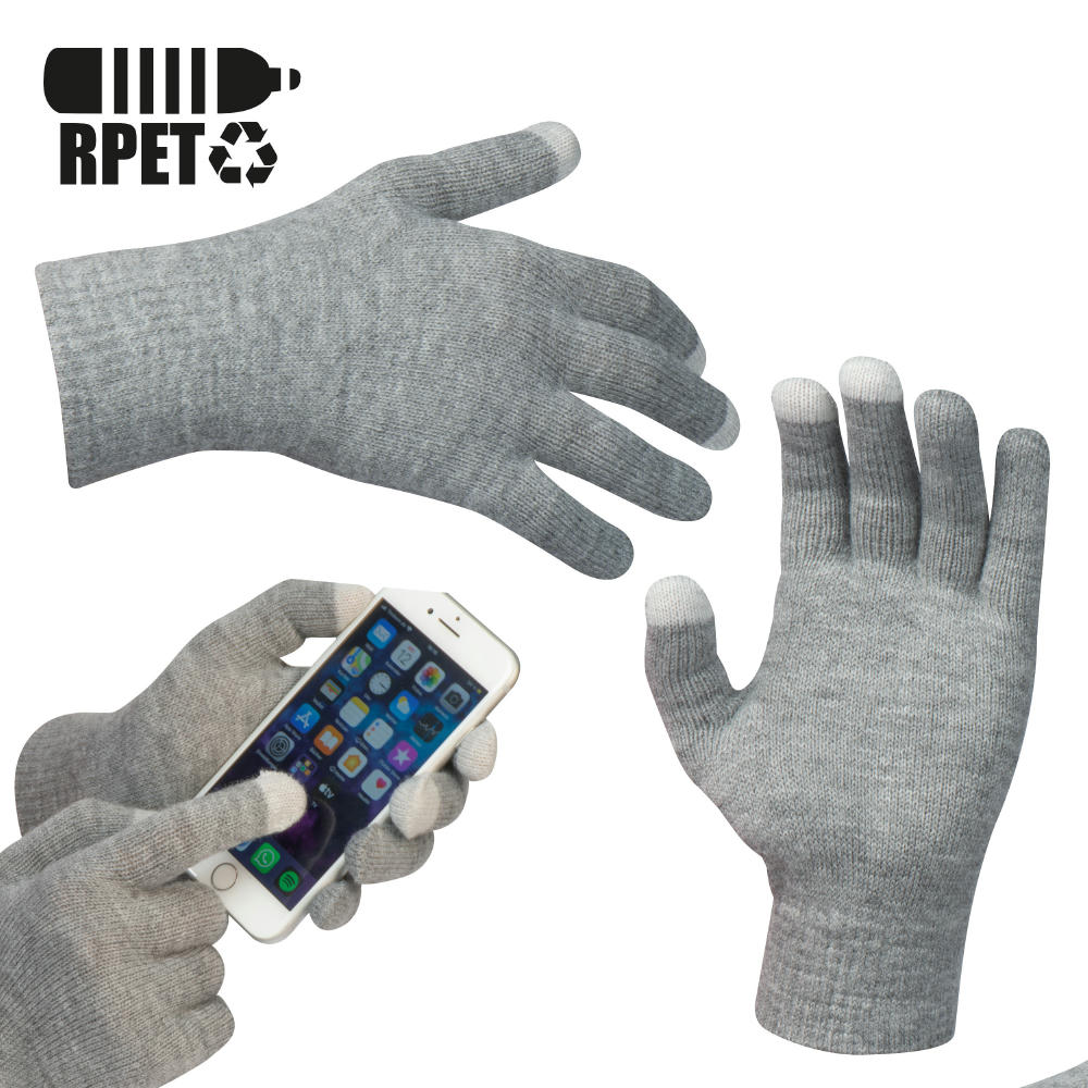 Product image Graue Strickhandschuhe mit Touchfingern, Hand bedient Smartphone – Winterhandschuhe als Werbeartikel