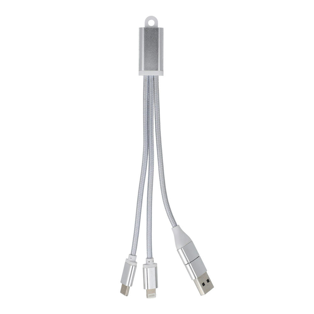 Product image 2-in-1-Ladekabel USB-A/C zu USB-C & Lightning Aluminium Werbeartikel