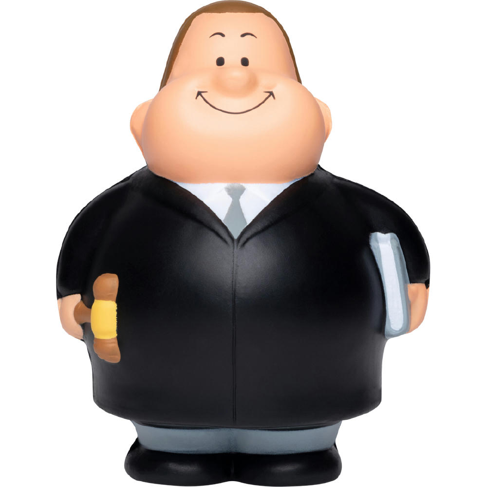 Product image Richter Bert in schwarzer Robe mit Richterhammer und Gesetzbuch – Anti-Stress-Figur als Werbeartikel für Kanzleien