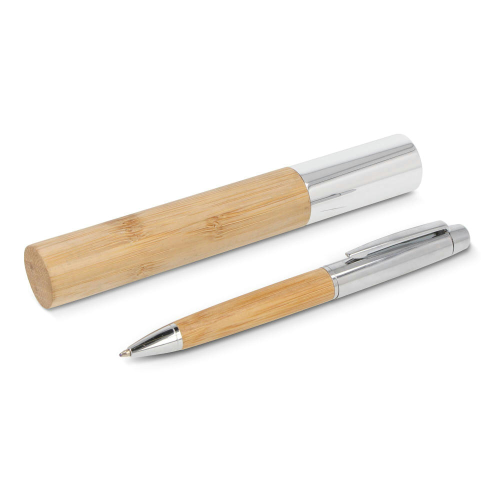 Product image Metallkugelschreiber Bambus im Köcher Werbeartikel