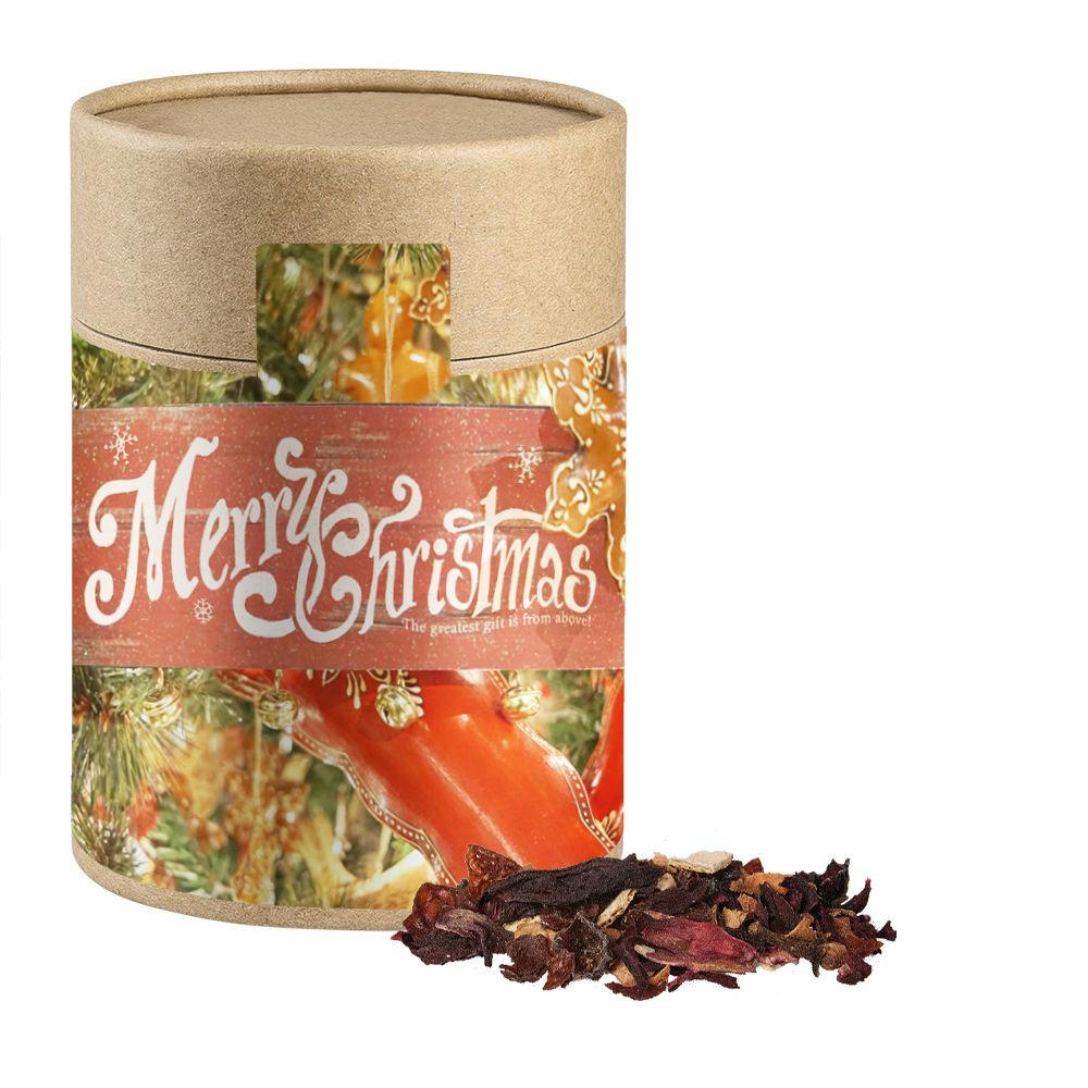 Product image Weihnachts Früchtetee, ca. 140g, Kraftpapierdose Maxi Werbeartikel