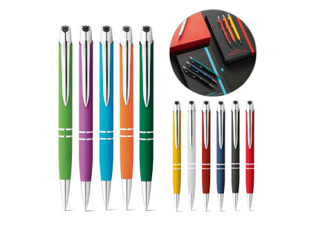 MARIETA SOFT. Aluminium-Kugelschreiber mit Clip bedrucken