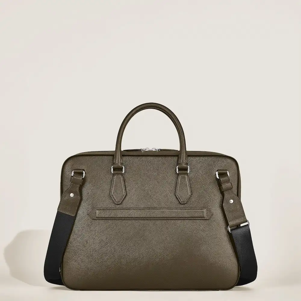 Montblanc Mittelgroße Schreibmappe mit Tasche aus Sartorial Leder Rückansicht, zeitloses Design und hochwertige Lederverarbeitung, stilvolles Business Accessoire für Meetings, Geschäftsreisen und den professionellen Alltag.
