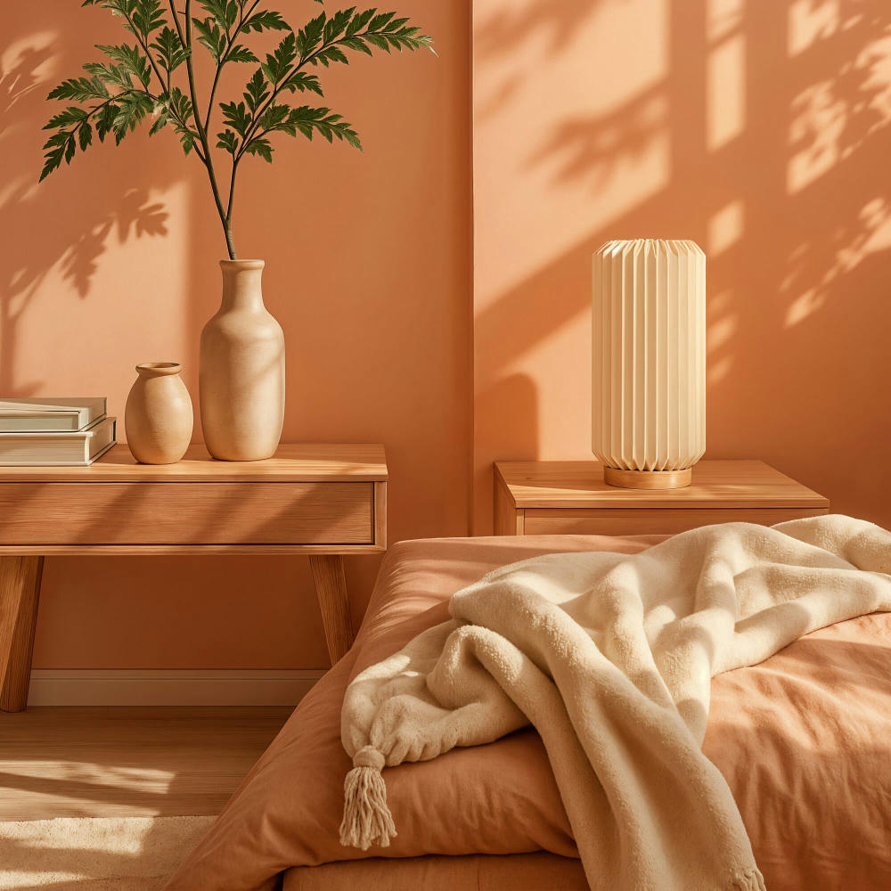 Coollux faltbare Papier-LED-Lampe Aurora Tall auf Holzsockel, 32cm Werbeartikel