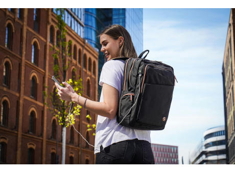 SwissDigital Design KATY ROSE Black Backpack | Massage bedrucken
