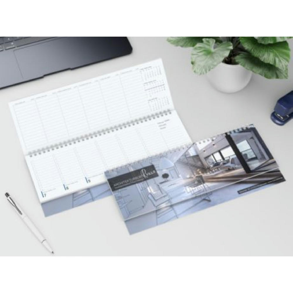 Tisch-Querkalender Compact EXPRESS 1 Woche = 2 Seiten 8–20 Uhr Werbeartikel