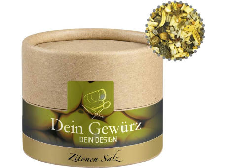 Gewürzmischung Zitronen-Salz, ca. 75g, Kraftpapierdose Mini Werbeartikel