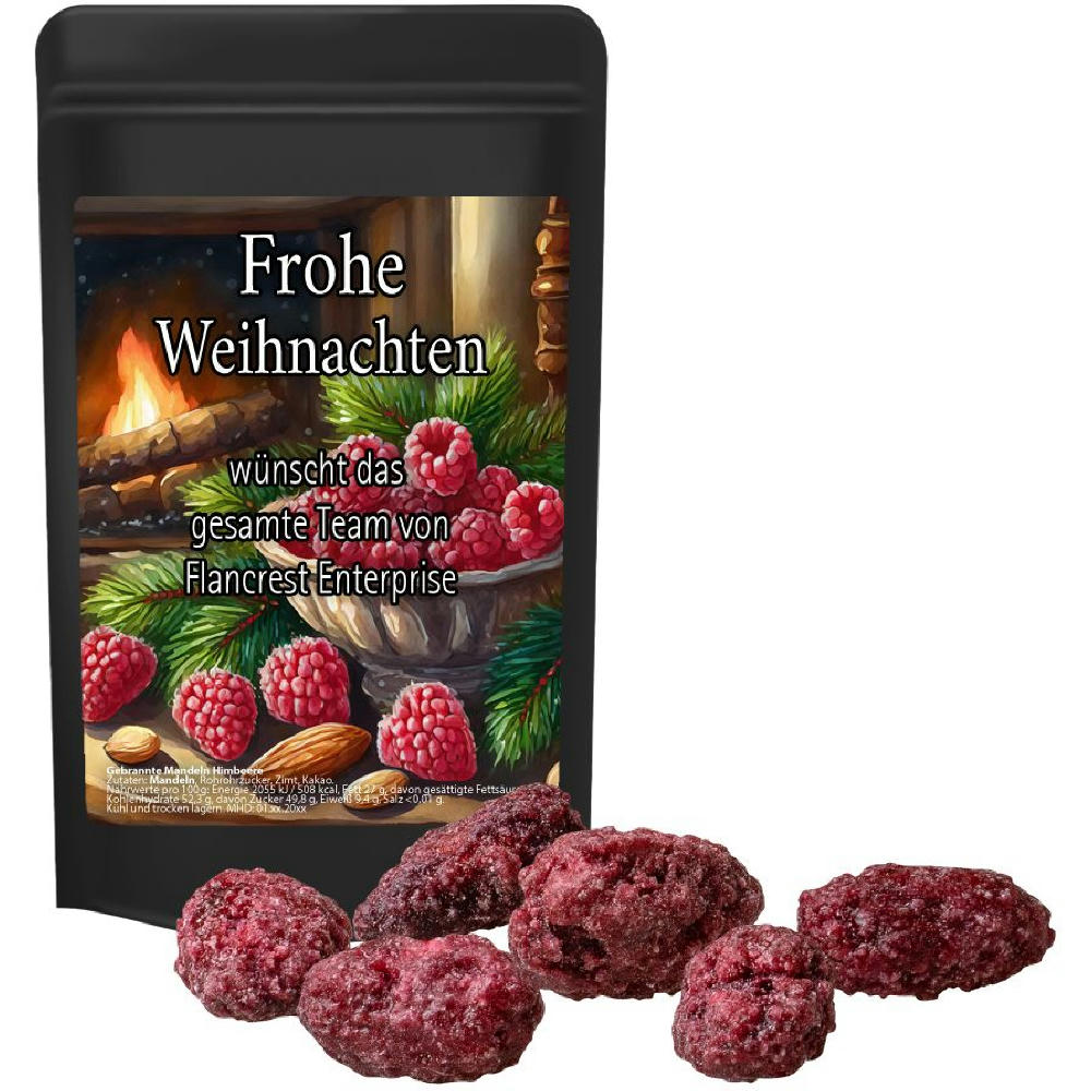 Product image Gebrannte Mandeln Himbeere, ca. 30g, Standbeutel Mini schwarz Werbeartikel