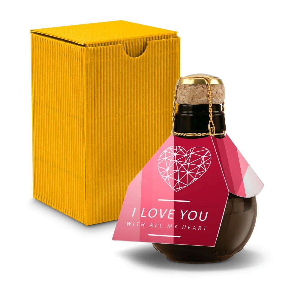 Product image Kleinste Sektflasche der Welt! I love u - Inklusive Geschenkkarton in Gelb, 125 ml Werbeartikel