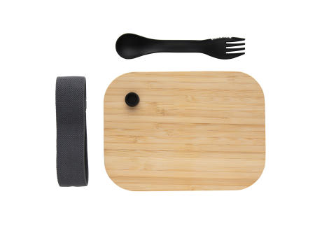 Lunch-Box aus Glas mit Bambusdeckel Werbeartikel