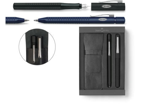 Grip 2011 Set Füller und Kugelschreiber blau bedrucken