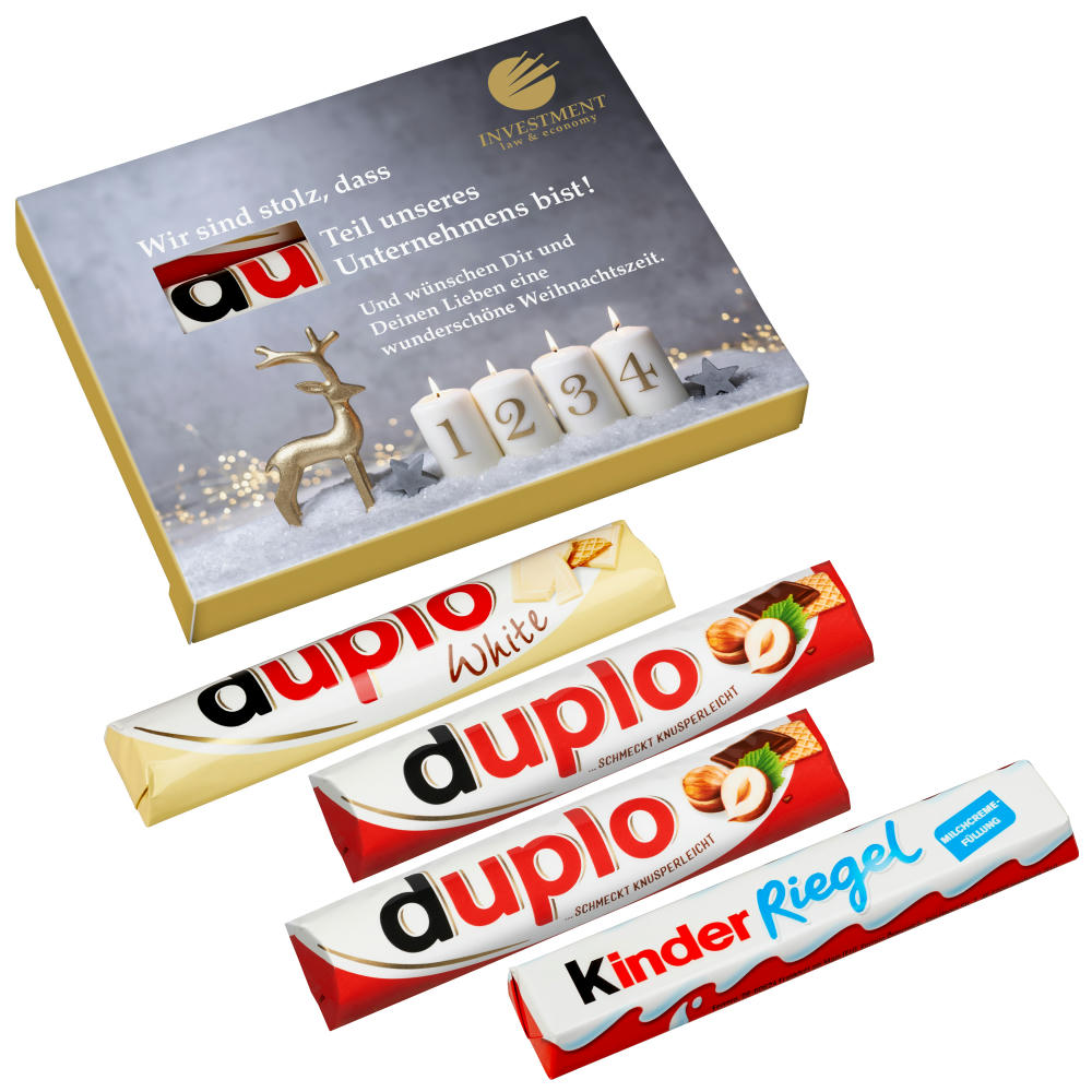 Product image 4er "Advent"s-Duplo-Pack (2x Duplo klassisch, 1x Duplo weiß und 1x Kinder Riegel) Werbeartikel