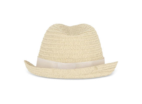 Pflanzlicher Strohhut mit farbigem Band Werbeartikel