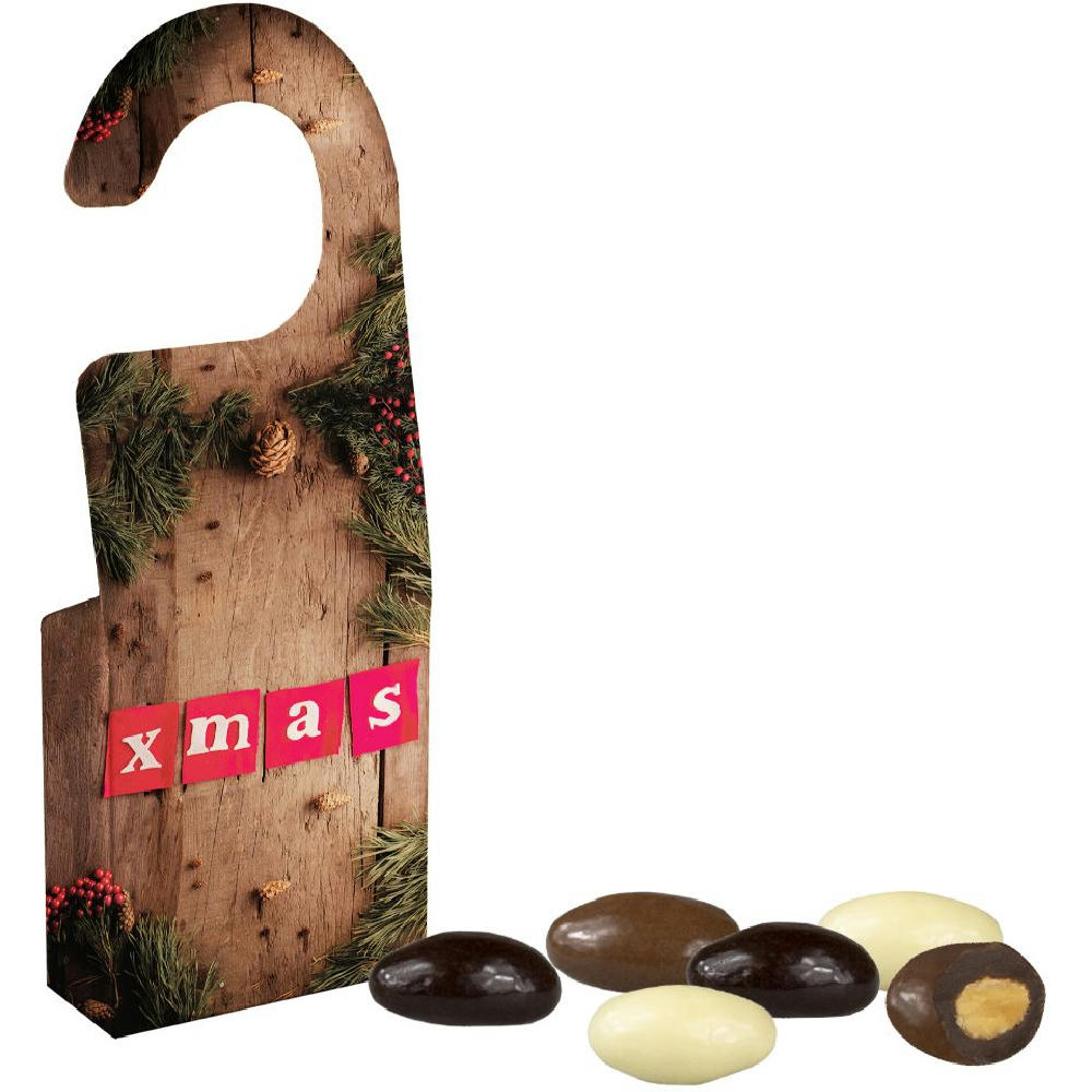 Product image Mandel-Schoko-Trio, ca. 15g, Türhänger Box Werbeartikel