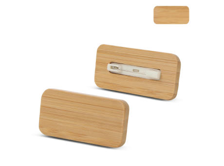 Namensschild aus Bambus mit Anstecknadel bedrucken