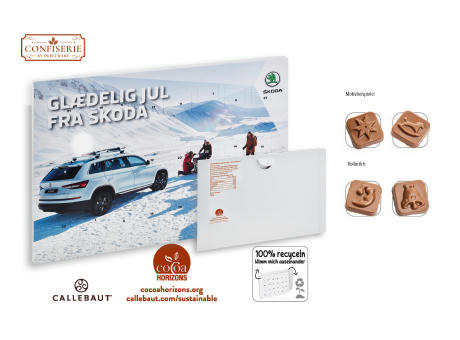Wand Adventskalender individuell bedruckt,   75 g, Inhalt: Callebaut Vollmilch Schokolade Kalender Werbeartikel