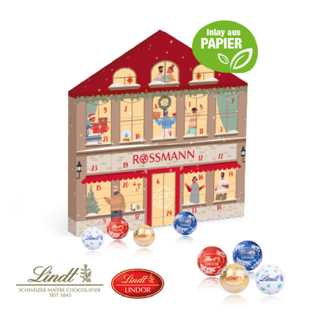 Adventskalender Weihnachtshaus "Exklusiv" mit Lindt Minis Werbeartikel