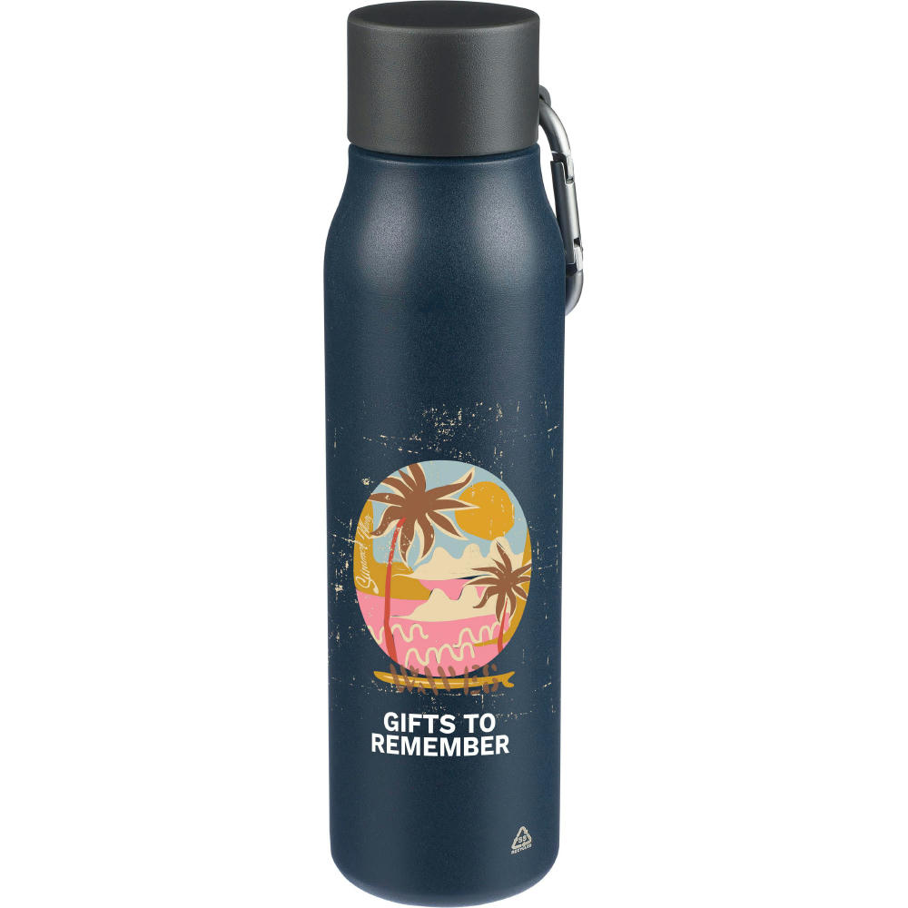 Doppelwandige Trinkflasche aus recyceltem Edelstahl (600 ml) Cassian Werbeartikel
