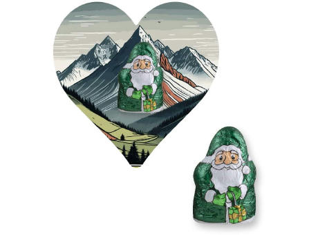 Mini Schoko-Weihnachtsmänner vegan, ca. 7g, Flyer Mini Herzform bedrucken