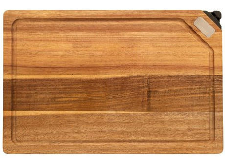 Schneidebrett aus Akazie mit Schleifer 'Shokki' Werbeartikel